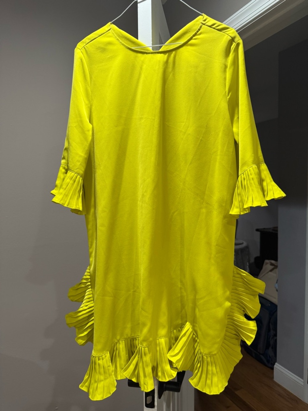 Bright Yellow Ruffle Shift Dress